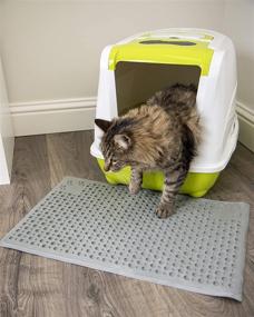 img 1 attached to 🐾 Premium Purr-Fect Paws Cat Litter Mat: Medium, Gray (Pack of 1) - A Must-Have for Tidy Cat Owners!