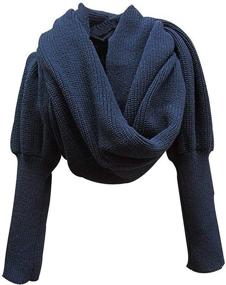 img 1 attached to 🧣 Aicos Alacos Multi-Functional Knit Blanket Long Shawl Winter Scarf with Sleeves for Women - Second Generation, Provides Extra Warmth