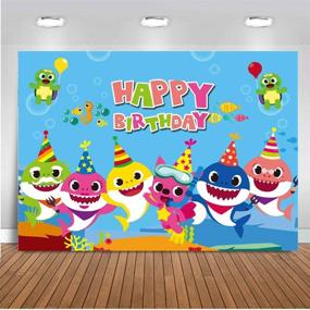 img 3 attached to 🦈 Baby Shark Family Cartoon Animals Theme Photo Background - Boy and Girl Happy Birthday Party Photography Backdrops 5x3ft Studio Props Booth Vinyl