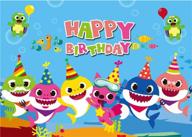 🦈 baby shark family cartoon animals theme photo background - boy and girl happy birthday party photography backdrops 5x3ft studio props booth vinyl logo