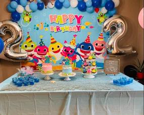 img 1 attached to 🦈 Baby Shark Family Cartoon Animals Theme Photo Background - Boy and Girl Happy Birthday Party Photography Backdrops 5x3ft Studio Props Booth Vinyl