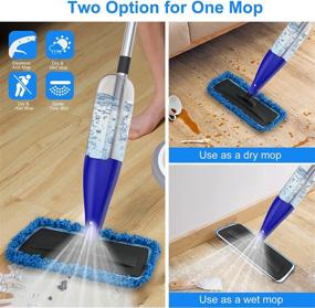 img 3 attached to 🧽 800ML CLDREAM Spray Mop - Refillable Microfiber Dust Mop with 3 Washable Pads for Kitchen, Wood Floor, Hardwood, Laminate, Ceramic Tiles Cleaning - Wet/Dry Flat Mop (Blue)