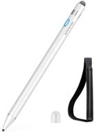 adrawpen stylus pen for apple ipad, rechargeable active stylus pen with 2 in 1 copper & mesh fine tip, smart pencil digital pen for ipad/iphone/ipad pro & android - white logo