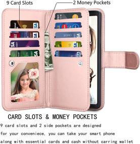 img 3 attached to Njjex Galaxy Note 9 Wallet Case - Luxury PU Leather Flip Cover with 9 Card Slots, ID Credit Folio, Detachable Kickstand, Magnetic Closure & Wrist Strap - RoseGold