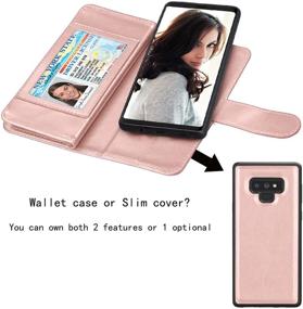 img 1 attached to Njjex Galaxy Note 9 Wallet Case - Luxury PU Leather Flip Cover with 9 Card Slots, ID Credit Folio, Detachable Kickstand, Magnetic Closure & Wrist Strap - RoseGold