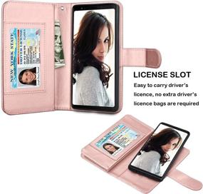 img 2 attached to Njjex Galaxy Note 9 Wallet Case - Luxury PU Leather Flip Cover with 9 Card Slots, ID Credit Folio, Detachable Kickstand, Magnetic Closure & Wrist Strap - RoseGold