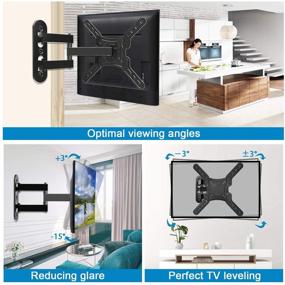 img 3 attached to JUSTSTONE Full Motion TV Wall Mount: Tilt & Swivel Articulating Arms for 26-55 Inch LED/LCD TVs, VESA 400x400mm, 80 lbs – Easy Center Design