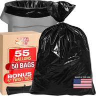 🗑️ 55 gallon black garbage bags - heavy duty trash bags, 1.2 mil thick, industrial grade for construction, yard work, commercial use - pack of 50 logo