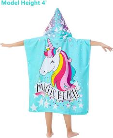 img 3 attached to 🦄 Soft Swim Cover-ups for Girls, Ages 3-10, Hooded Bath Beach Poncho Towels - Magic Unicorn Design - Includes Drawstring Bag