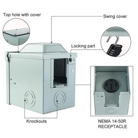 img 1 attached to 🔌 Livtor 50A RV/EV Power Outlet Box | NEMA 14-50R Weatherproof Outdoor Electrical Receptacle Plug | Enclosed & Lockable | ETL Listed | for Generators, RVs, Campers, Travel Trailers