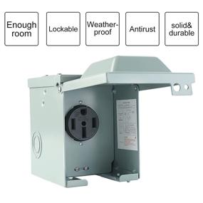 img 3 attached to 🔌 Livtor 50A RV/EV Power Outlet Box | NEMA 14-50R Weatherproof Outdoor Electrical Receptacle Plug | Enclosed & Lockable | ETL Listed | for Generators, RVs, Campers, Travel Trailers
