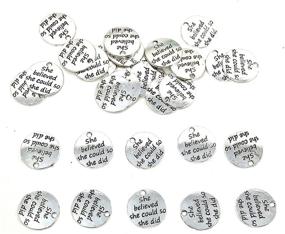 img 4 attached to JIALEEY 30pcs 'She Believed She Could So She Did' DIY Message Charms Pendant - Perfect for Jewelry Making and Crafting