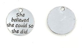 img 2 attached to JIALEEY 30pcs 'She Believed She Could So She Did' DIY Message Charms Pendant - Perfect for Jewelry Making and Crafting