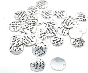 img 3 attached to JIALEEY 30pcs 'She Believed She Could So She Did' DIY Message Charms Pendant - Perfect for Jewelry Making and Crafting