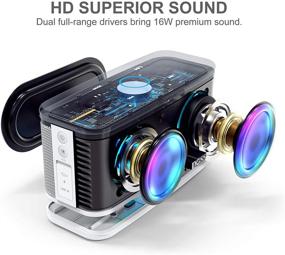 img 3 attached to DOSS SoundBox Plus Портативная колонка Bluetooth - HD звук, глубокие басы, беспроводное стерео-сопряжение, встроенный микрофон, 20 часов работы - дом, отдых, путешествия - белая