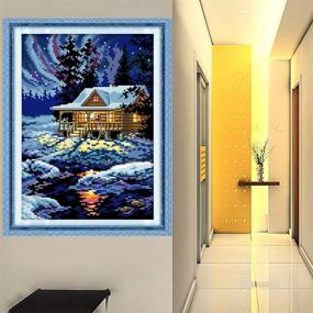 img 3 attached to 🧣 Artistic Stamped Cross Stitch Kit: The Night of The Arctic - Pre-Printed Pattern on Fabric, 11CT 10.6”X 15” Frameless Design