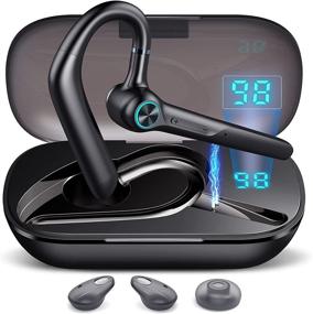 img 4 attached to 🎧 V5.1 Bluetooth Headset with Dual Microphone, Noise Cancelling ENC for Clear Calls, LED Power Display, Hands Free Wireless Earpiece with Charging Case for Driving, Business, Office