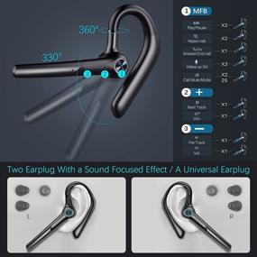 img 1 attached to 🎧 V5.1 Bluetooth Headset with Dual Microphone, Noise Cancelling ENC for Clear Calls, LED Power Display, Hands Free Wireless Earpiece with Charging Case for Driving, Business, Office