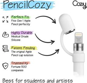 img 3 attached to PencilCozy Apple Pencil Accessories - Cap Holder, Protective Cover & Tether | Prevents Damage | Compatible with Apple iPad Pro Pencil Gen 1 (No Cap Included) | Color: White