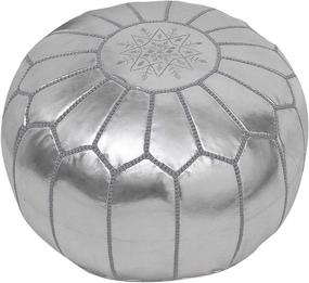 img 1 attached to proudcrafts Premium Moroccan Handmade Silver Pouf – Exquisite Ottoman Footstool for Home and Wedding Gifts (Unstuffed)