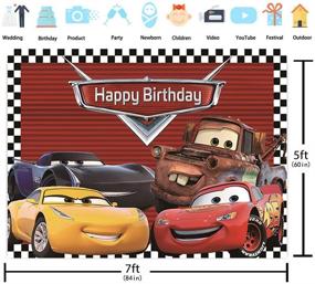 img 1 attached to 🏎️ Яркий фон тематики гоночных автомобилей RUINI для запоминающегося декора на день рождения - Баннер с рисунком машин размером 7x5 футов.