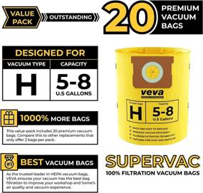 img 2 attached to 🧹 VEVA 20 Pack Premium Vacuum Filter Bags Type H 9067100 for Shop Vac 5-8 Gallon Vacuum, Part # SV Shopvac Shop-Vac 90671