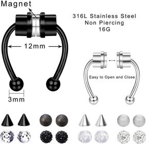 img 2 attached to 🔧 Drperfect Magnetic Septum Nose Ring Horseshoe - Fake Nose Ring Hoop for Women & Men - 316L Stainless Steel Faux Septum Rings - Non-Piercing Clip-On Nose Hoop Rings