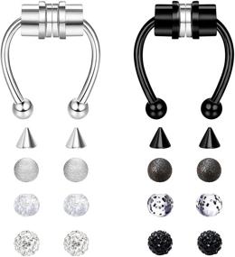 img 4 attached to 🔧 Drperfect Magnetic Septum Nose Ring Horseshoe - Fake Nose Ring Hoop for Women & Men - 316L Stainless Steel Faux Septum Rings - Non-Piercing Clip-On Nose Hoop Rings