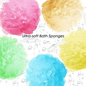 img 2 attached to 🛀 Bath Sponges & Loofahs: Large 5-Pack Mesh Pouf Shower Wash Balls (60g Each) - Soft, Eco-Friendly for Men & Women | Cleansing, Skin Smoothing, Exfoliating