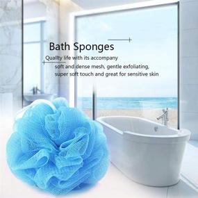 img 3 attached to 🛀 Bath Sponges & Loofahs: Large 5-Pack Mesh Pouf Shower Wash Balls (60g Each) - Soft, Eco-Friendly for Men & Women | Cleansing, Skin Smoothing, Exfoliating