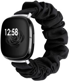 img 4 attached to 🎀 Liwin Scrunchies Bands для Fitbit Sense/Versa 3, эластичный ремешок с печатным узлом в качестве аксессуара, замена браслета-резиночки для женщин и девочек, совместим с умными часами Sense/Versa 3