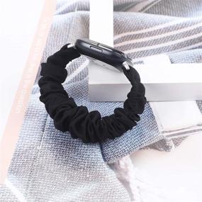 img 3 attached to 🎀 Liwin Scrunchies Bands для Fitbit Sense/Versa 3, эластичный ремешок с печатным узлом в качестве аксессуара, замена браслета-резиночки для женщин и девочек, совместим с умными часами Sense/Versa 3