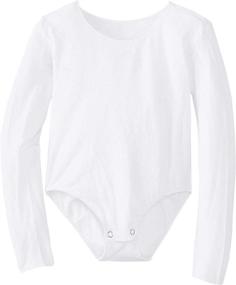 img 4 attached to Stylish Girl's Long Sleeve Bikini Leotard Bodysuit with Snap Crotch Closure - Perfect for Layering