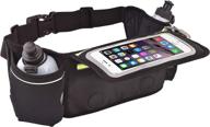 multi-purpose unisex hydration waist belt with flipping phone pocket and touchscreen cover - ideal for running, 🏃 hiking, climbing, cycling, and traveling - fits phones up to 6.5 inches - includes bpa-free reusable water bottles logo