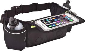 img 4 attached to Multi-Purpose Unisex Hydration Waist Belt with Flipping Phone Pocket and Touchscreen Cover - Ideal for Running, 🏃 Hiking, Climbing, Cycling, and Traveling - Fits Phones up to 6.5 inches - Includes BPA-FREE Reusable Water Bottles