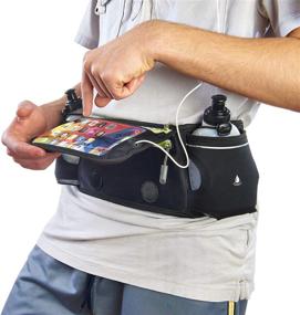 img 3 attached to Multi-Purpose Unisex Hydration Waist Belt with Flipping Phone Pocket and Touchscreen Cover - Ideal for Running, 🏃 Hiking, Climbing, Cycling, and Traveling - Fits Phones up to 6.5 inches - Includes BPA-FREE Reusable Water Bottles