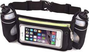 img 2 attached to Multi-Purpose Unisex Hydration Waist Belt with Flipping Phone Pocket and Touchscreen Cover - Ideal for Running, 🏃 Hiking, Climbing, Cycling, and Traveling - Fits Phones up to 6.5 inches - Includes BPA-FREE Reusable Water Bottles