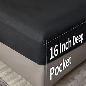 img 1 attached to 🛏️ DERBELL Brushed Microfiber Bed Sheet Set - Wrinkle, Fade, Stain Resistant - Deep Pockets - Easy Fit - Breathable & Cooling Sheets - 4 Piece (King, Black)