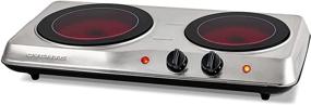 img 4 attached to 🔥 Ovente Electric Double Infrared Burner Cooktop, 6.75 & 7.75 Inch Ceramic Glass Hot Plates, 5-Level Temperature Control, Easy-Clean Stainless Steel Base, Portable Stove for Dorm & Office, Silver BGI102S