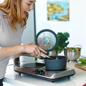 img 1 attached to 🔥 Ovente Electric Double Infrared Burner Cooktop, 6.75 & 7.75 Inch Ceramic Glass Hot Plates, 5-Level Temperature Control, Easy-Clean Stainless Steel Base, Portable Stove for Dorm & Office, Silver BGI102S