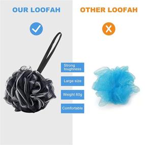 img 2 attached to 🧽 Long Handled Loofah Back Scrubber, Exfoliating Luffa Bath Sponge for Men and Women, with Bamboo Charcoal Infusion