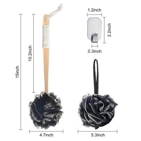 img 3 attached to 🧽 Long Handled Loofah Back Scrubber, Exfoliating Luffa Bath Sponge for Men and Women, with Bamboo Charcoal Infusion