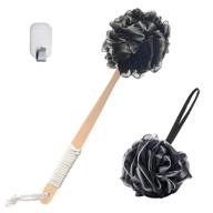 🧽 long handled loofah back scrubber, exfoliating luffa bath sponge for men and women, with bamboo charcoal infusion logo