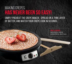 img 1 attached to Chefman Electric Crepe Maker Griddle: Accurate Temperature Control for Flawless Blintzes, Pancakes, Eggs, Bacon and more, 12 Inch Non-Stick Grill Pan, Batter Spreader & Spatula Included, Black