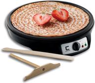 chefman electric crepe maker griddle: accurate temperature control for flawless blintzes, pancakes, eggs, bacon and more, 12 inch non-stick grill pan, batter spreader & spatula included, black логотип