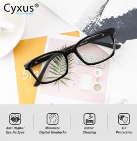 img 3 attached to 👓 Cyxus Oversized Square Metal Blue Light Blocking Glasses: Protect Your Eyes from Harmful Screen Rays without a Prescription