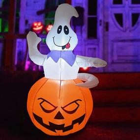 img 4 attached to GOOSH 5FT Halloween Inflatables Outdoor Ghost with LED Lights: Perfect Yard Decoration for Holiday, Party, Yard, and Garden