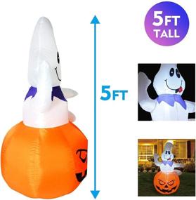 img 2 attached to GOOSH 5FT Halloween Inflatables Outdoor Ghost with LED Lights: Perfect Yard Decoration for Holiday, Party, Yard, and Garden