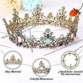 img 3 attached to Magnificent Milisente Jewelled Crystal Bridal Crowns: Exquisite Rhinestone Tiaras for Women, Bedazzling Wedding Hair Accessories, Gemstone Queen Crown in Vintage Gold