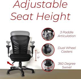 img 3 attached to 🪑 Hercke Deluxe Mesh Back Ergonomic Lumbar Support Office Chair with 360 Degree Swivel – Breathable Sponge Cushion, Adjustable & Heavy Duty Black Design